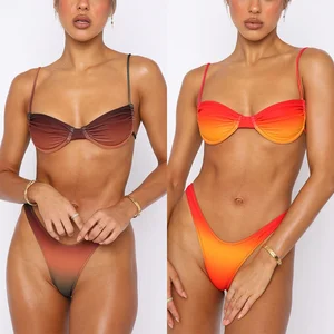 2025 New Sexy Underwire Two Piece Bikini with Scoop Neckline Custom Backless Swimwear for Women