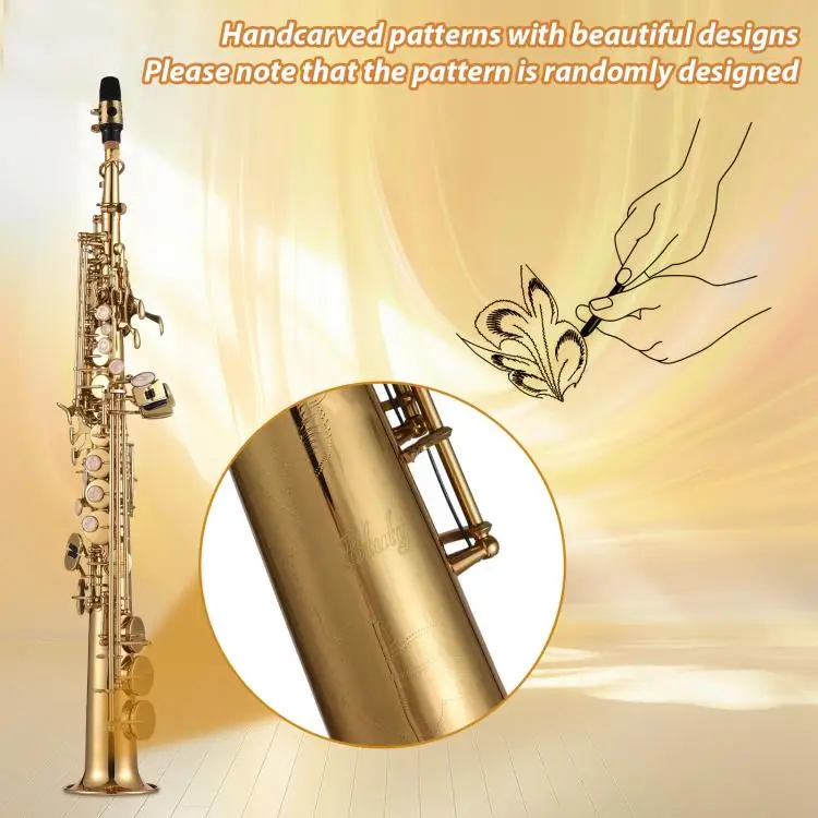 Btuty ソプラノサックス ストレートサックス ブラス Bb B♭ 木管楽器