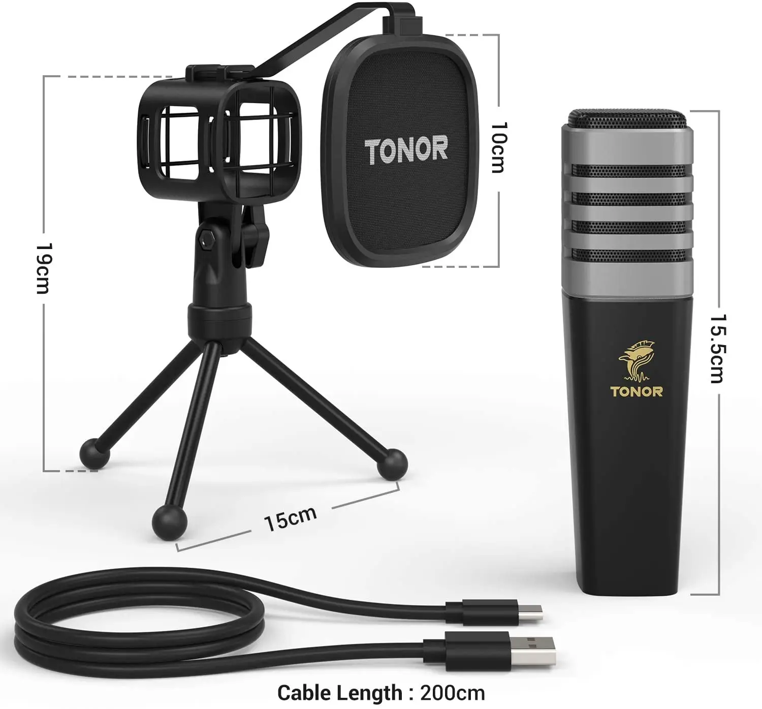 2025 TONOR TC30 Cardioid Condenser Mmicrophone for PC PS4 PS5 with Tripod Stand