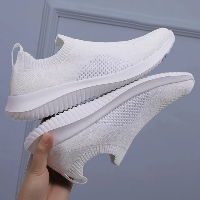 Summer new flying knit upper mens sports shoes boy white shoes lightweight casual sports shoes - Image 2