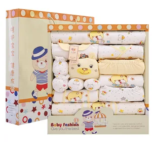 100% Cotton Newborn Baby Gift Set Unisex ODM New Item with Cute Cartoon Pattern Button Closure Baby Clothing