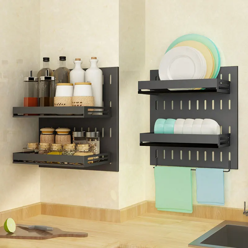 Kitchen Storage Holder Knife Spice Holder Floating Shelves Wall-mounted Shelf Wall Mounted Dish Rack factory