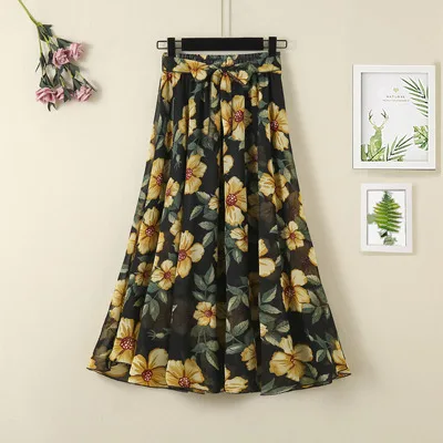 Gonna Lunga Midi In Chiffon Morbido - Stile A-Line - Taglie Forti 34-60 - Lafairy - Foto 2