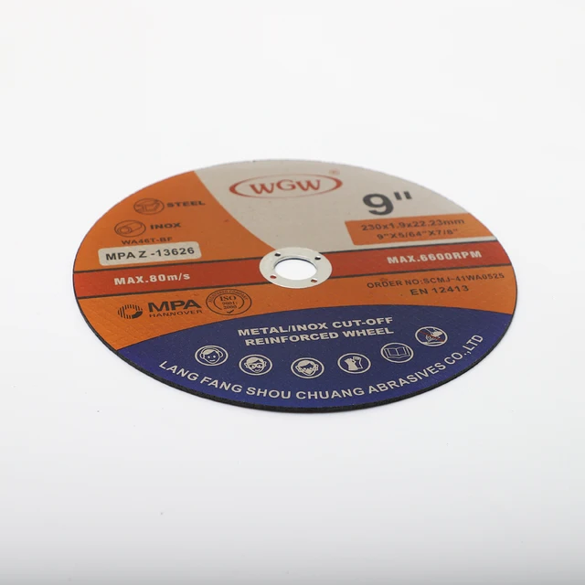 high powerful 9" abrasive cutting disc of high quality with mpa