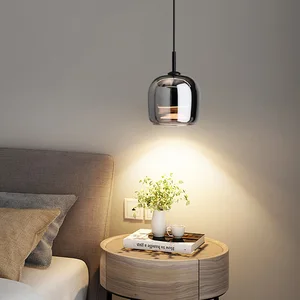 JACKSUN Minimalist Modern LED Hanging Lamp Nordic Style Luxury Glass Pendant Light Bedside Desk for Restaurant Bar Study Bedroom