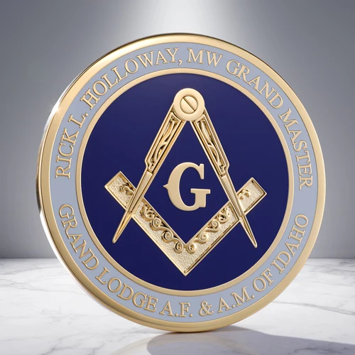 Masonic Grand Lodge gold-toned hard enamel challenge coin