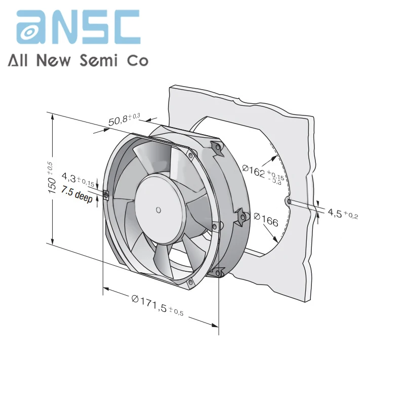 Original Axial flow fan 6424/12H 17251 24V 1.1A 283CFM 26W 4000RPM 17cm aluminum frame axial fan