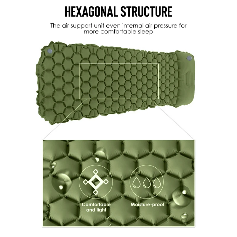 Camping Inflatable Sleeping Pad Ultralight Compact Camping Mat Sleeping Cushion with Pillow Inflatable Sofa Air Mattress