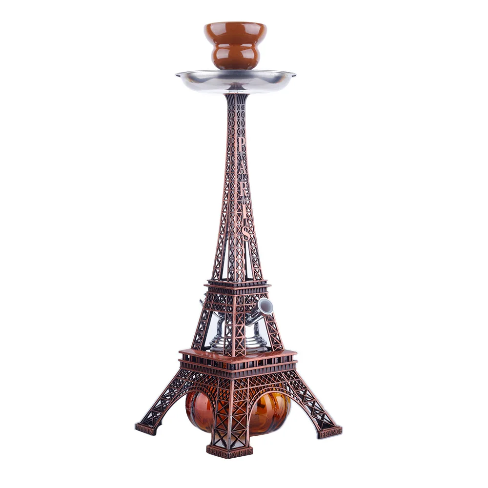 EIFFEL TOWER PARIS newest Brass Frame 1 Hose Hookah Shisha Glass Pipe Tobacco Nargile 17