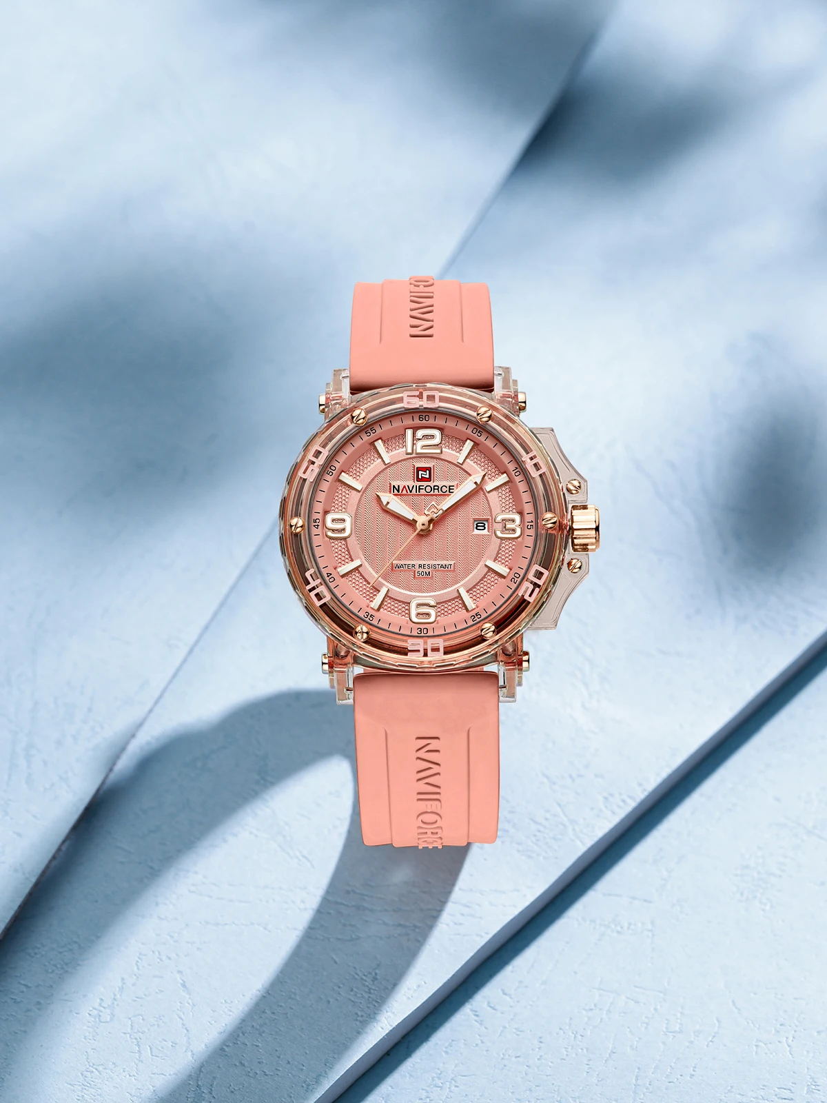 OEM NAVIFORCE Women's Casual Quartz Watch Waterproof Silicone Strap Calendar Display Luminous Pointer Ladies Fashion Watch