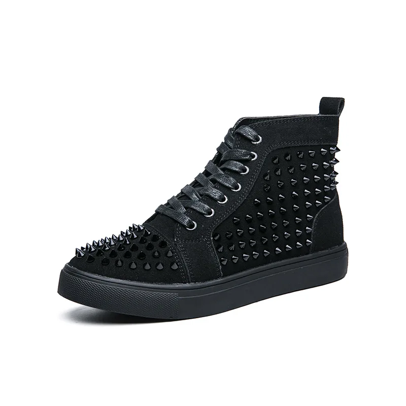 Wholesale 2021 high tops womens mens genuine leather spikes red bottom  designer shoes famous brands wholesale luxury flat casual shoes From  m.