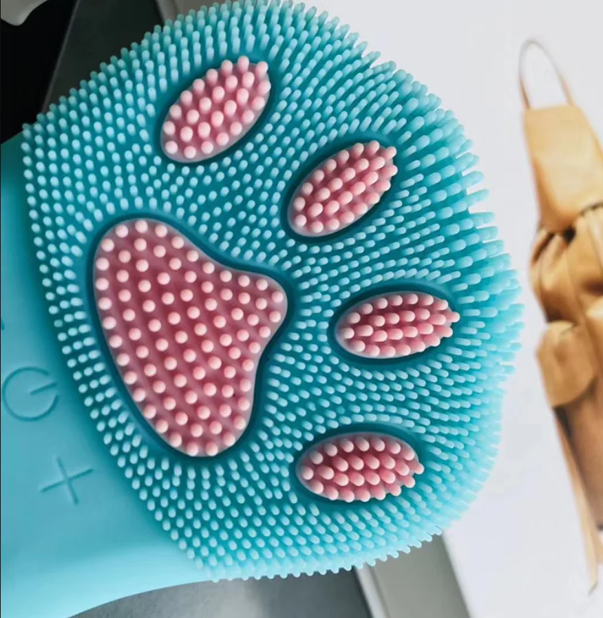 Mini Ultrasonic Facial Cleanser Brush Silicone Cat Claw Massage