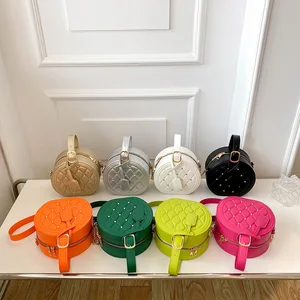 Hot Sale Luxury PU Leather Handbag Fashion Rhomboid Rivets Round Shoulder Bags for Ladies