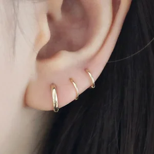 Wholesale Non Tarnish Stainless Steel Tiny Earrings Hoop Hypoallergenic Waterproof PVD Gold Plated Jewellery Gold Hoop Earrings