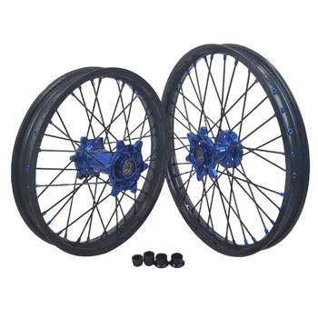 Most Popular In 2024 Motocross Wheelset  Black Rims  Blue Hubs Aluminum Alloy Fit YZ125/250