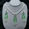 Green necklace earrings set*207