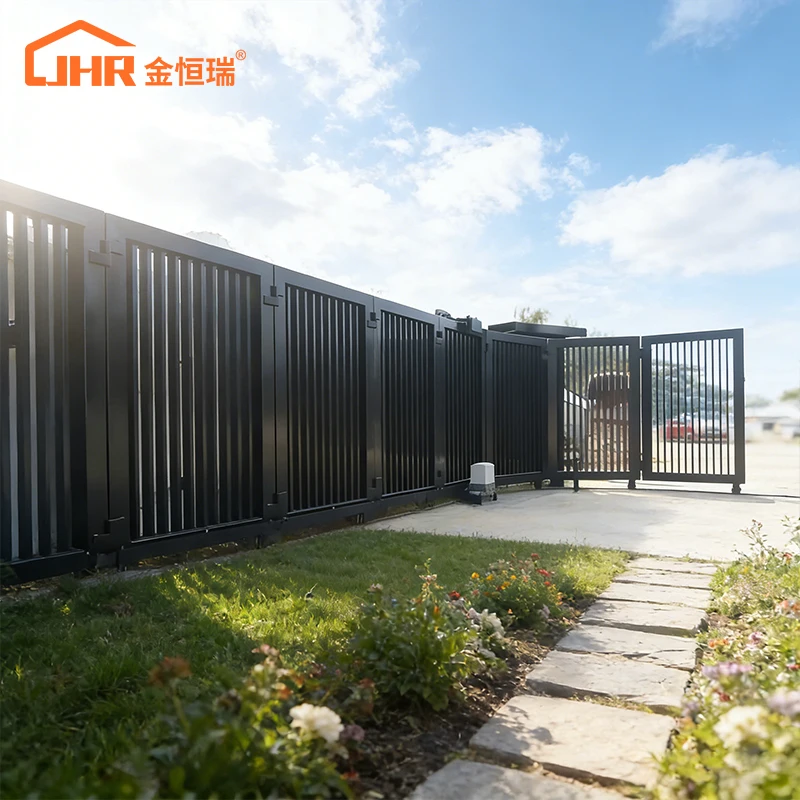 JHR Powder Coated Aluminum Slat Automatic Sliding Driveway Gate ...