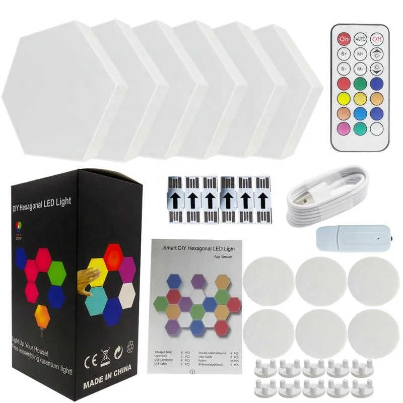 Best Room Setup Hexagonal Led Light Plastic Hexagon DIY Hexagon Light for Gaming Phone App Controlled 16 Million Northern Color