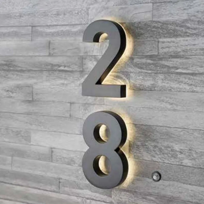 3D LED House Number Custom Door Plate Stainless Steel Letter Sign Address Home 