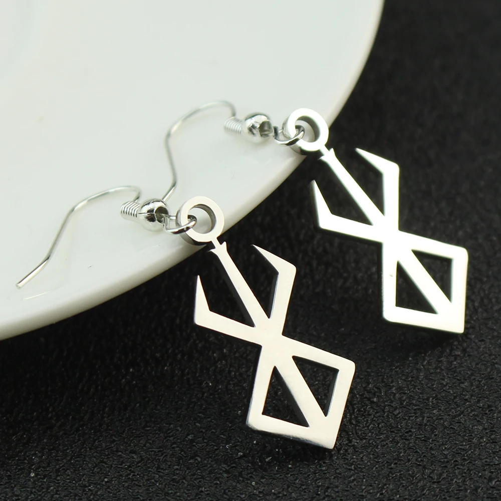 Berserker Rune Symbol Earring Nordic Logo Steel Emblem Norse Amulet Talisman Sign Jewelry