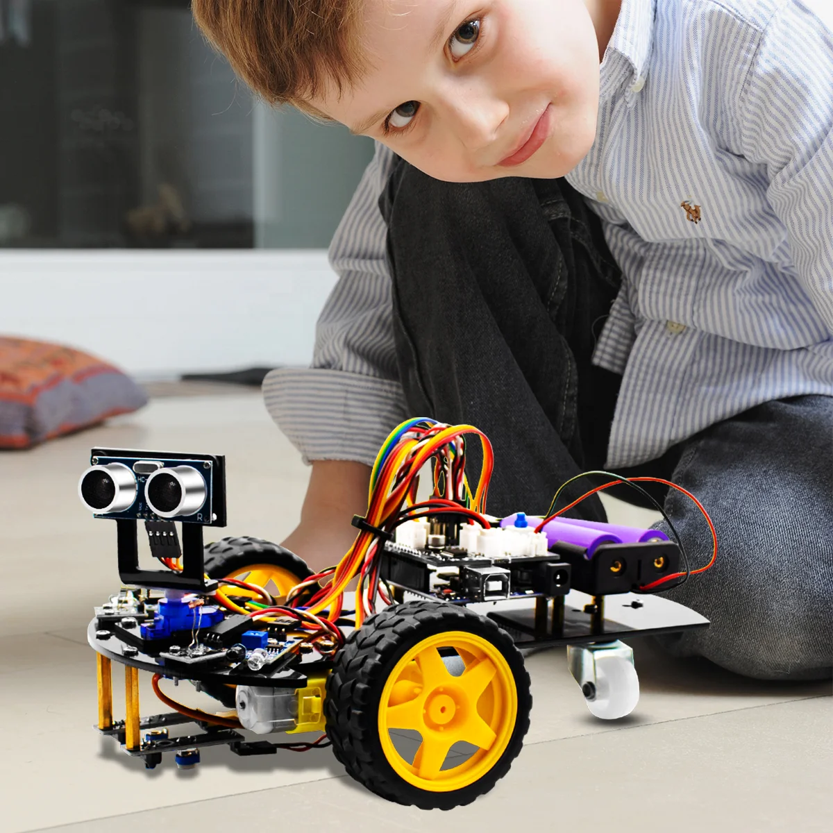 LAFVINスマートロボットカー2WDシャーシキットロボットSTEM用に