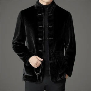 Fashion New Winter Thick Warm Men Outwear Long Sleeves Stand Collar Men's Faux Mink Fur Coats