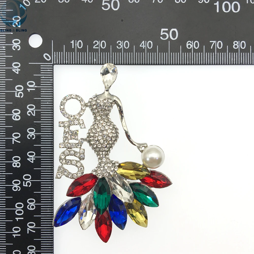 Sorority Rhinestone Brooch Pin - Greek Sisterhood Jewelry Gift For Women & Girls (Links Design)