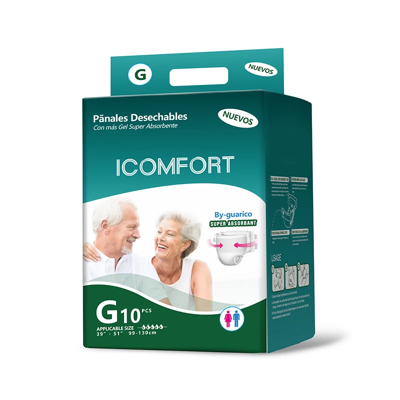 Icomfort китайское производство, подгузники унисекс, одноразовые подгузники, ткань, впитывающие взрослые подгузники magic tae