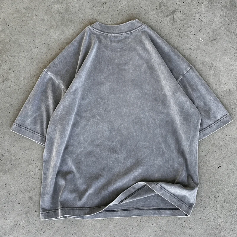 Manufacturer Custom Ripped Acid Vintage Wash 100 Cotton Tshirt Graphic Printed Oversized Boxy Fit Short Sleeve Tee Men gallery 2