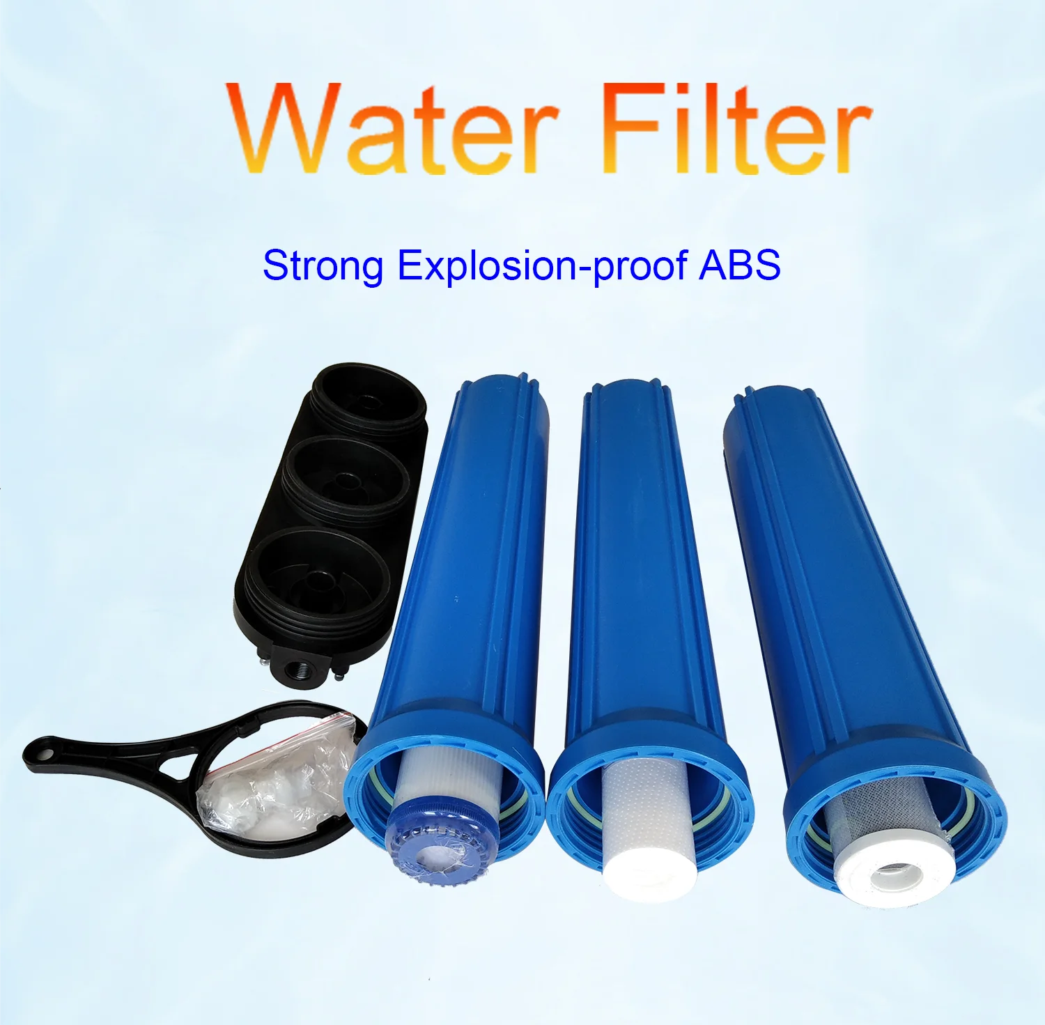 3 Stage 20'' Water Filter Cartridge Housing For Drinking Water Purifier