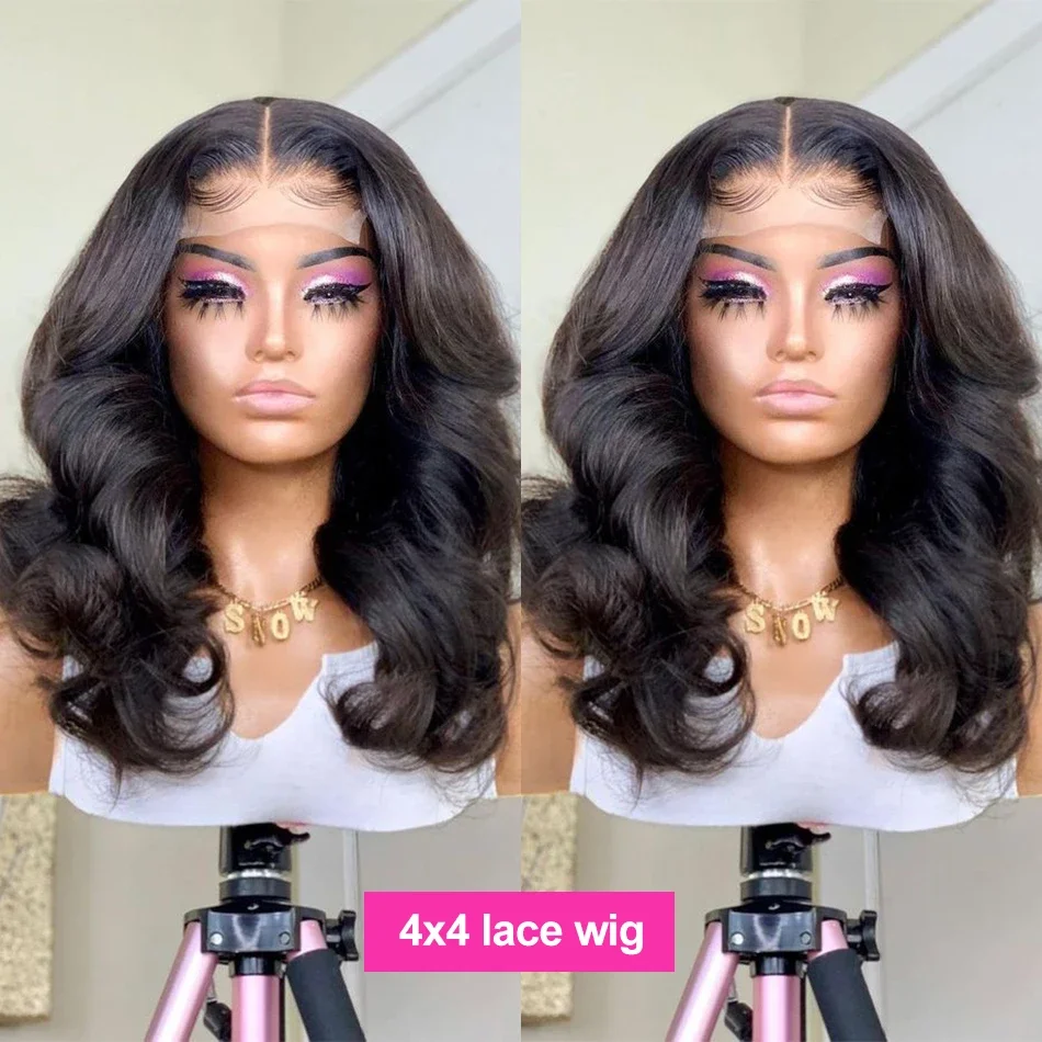 Parrucche frontali in pizzo brasiliano Remy Body Wave con chiusura in pizzo Bob corto con onda d'acqua e densità 250 per donne_voghion.com