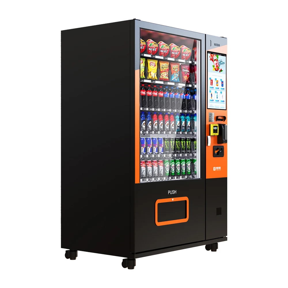 JSK Combo Vending Machine for Foods and Drinks with Touch Screen Card Reader Cold Storage and Age Verification