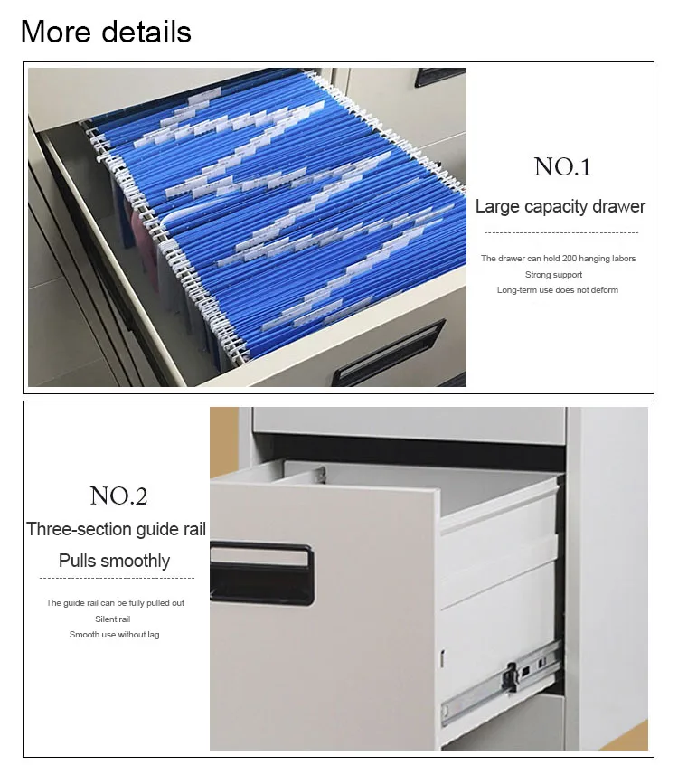 Office Steel 4 Tier Filing A4 File Drawer Metal Storage