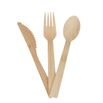Modern Style Wholesale Durable Biodegradable Disposable Reusable Bamboo Cutlery Knives Spoons Forks Bamboo Cutlery