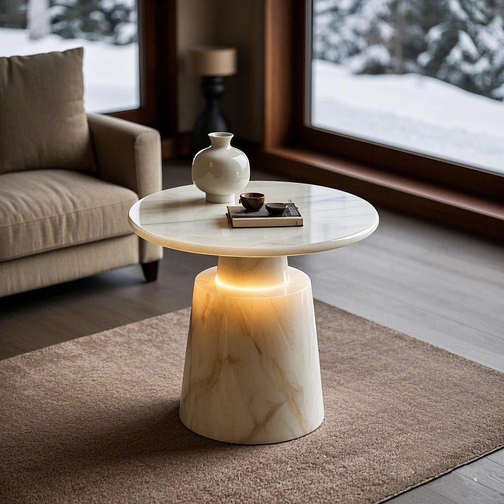 Natural White Onyx Jade Marble Coffee Table for Family Living Room Translucent Jade Onyx Marble Table Renovation Furniture