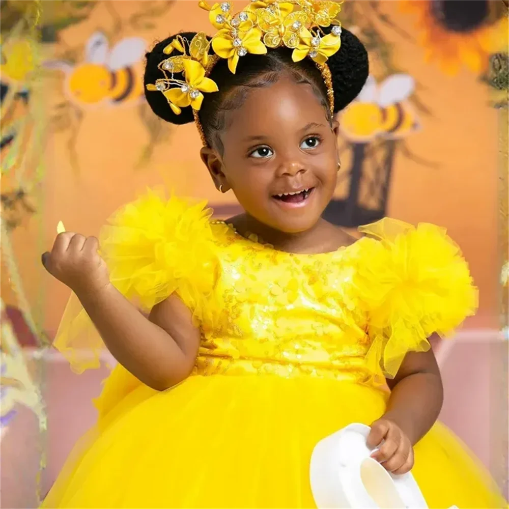 Flower Girls Dresses Short Front Kids Wedding Party Gowns Prom Pageant Dress Appliques Birthday Communion