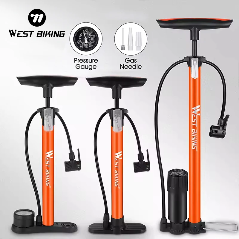 West Biking Wholesale Bicycle Accessories Floor Pump New Style Portable  Bike Air Floor Hand Pump