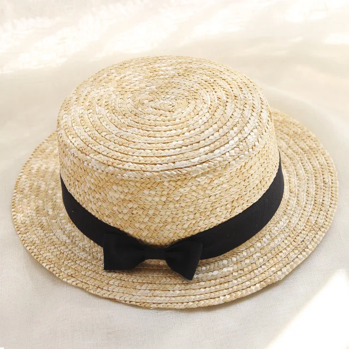 China Supplier Cheap Straw Boater Hat Sailor Skimmer With Black Band