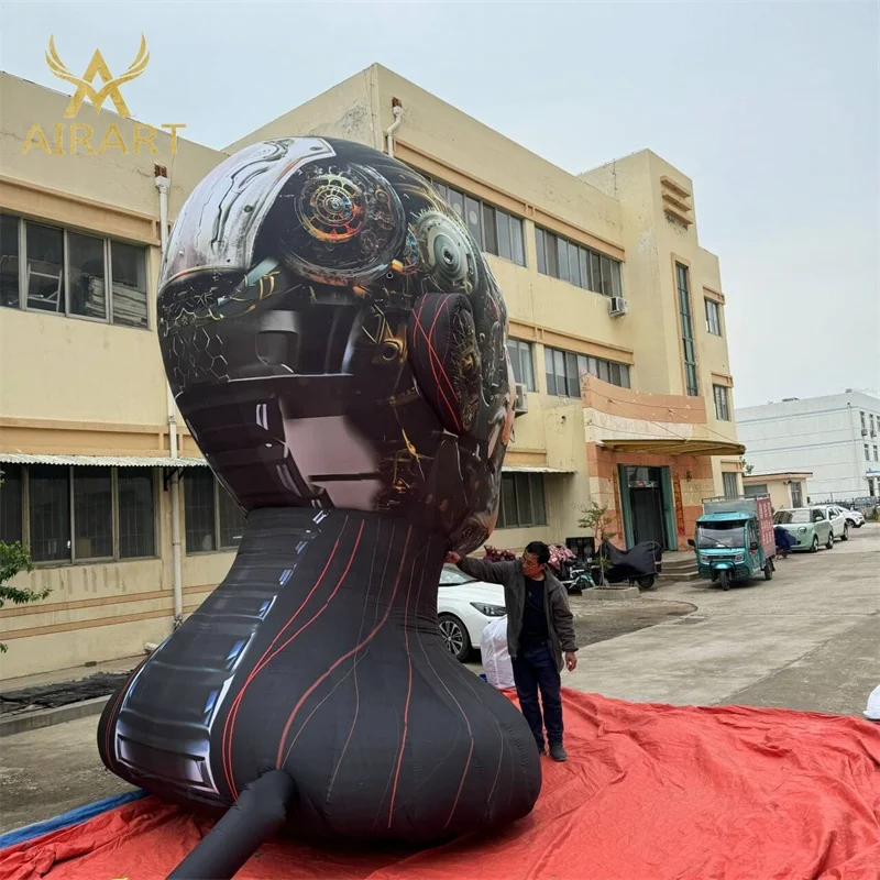 2025 Customized Size Activity Decoration Inflatable Robot Head,inflatable Cyberpunk Robot Head Balloon for Sale