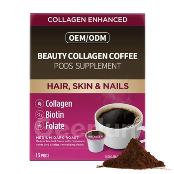 OEM Private Label Beauty Collagen Coffee Support Healthy Hair Skin Nail Vitamin Supplements Biotin Coffee