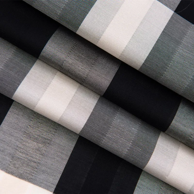 
Тканая ацетатная хлопковая смесь черно-белая шелковая ткань в клетку 