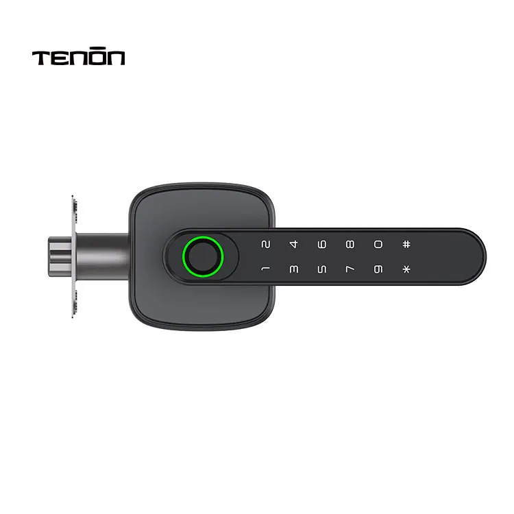 Smart Commercial Aluminum Door Lever Lock with High Security Fingerprint Key Card Access & Password Storage for Hotels