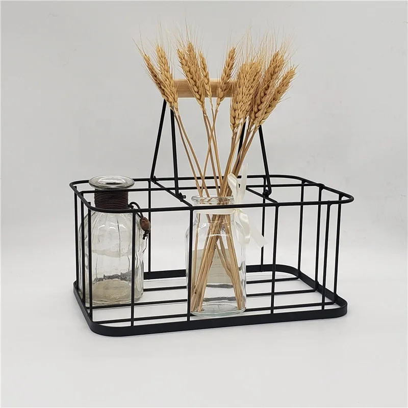 Горячая Распродажа металлическая железная корзина для хранения кухонная переноски Keranjang с деревянной