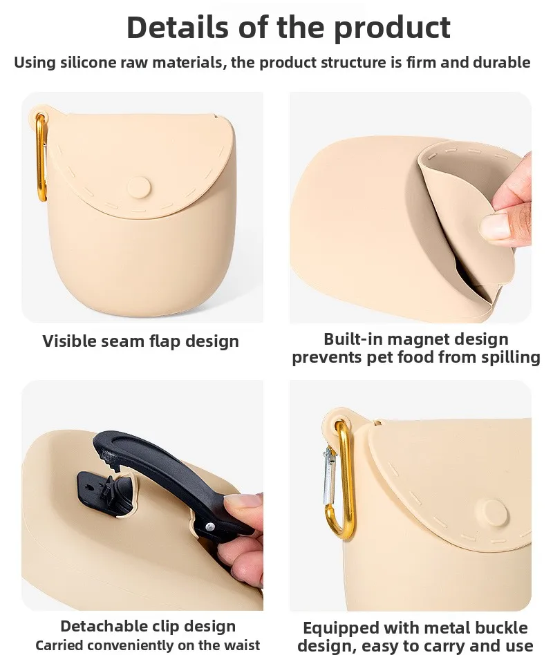 Portable Silicone Dog Food Bag for Training Pet Snack Training Waist Bag with Convenient Training Supplies factory