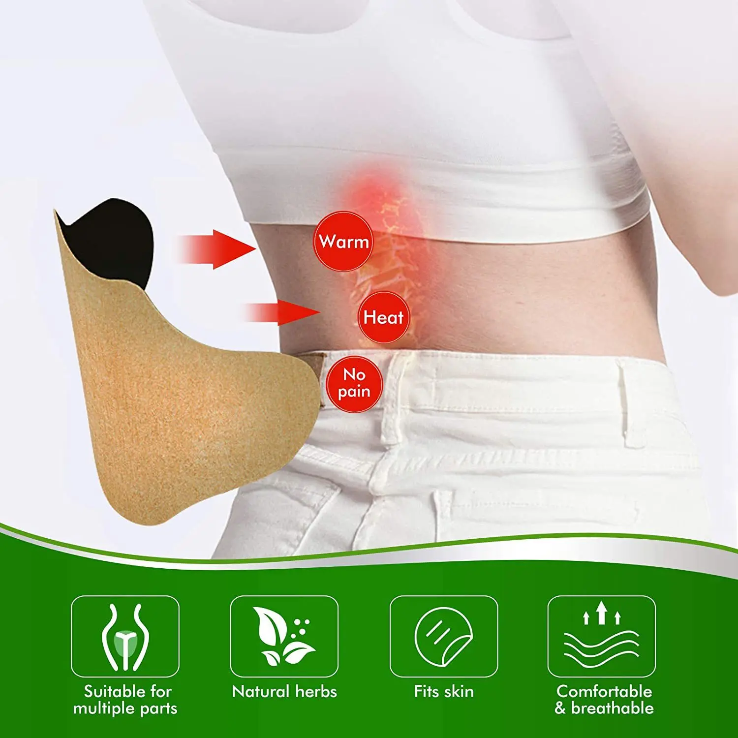 10-Piece Natural Wormwood Herbal Warm Patch for Lower Back Muscle Lumbar Spine Pain Multi-Purpose Hair Styling Tool