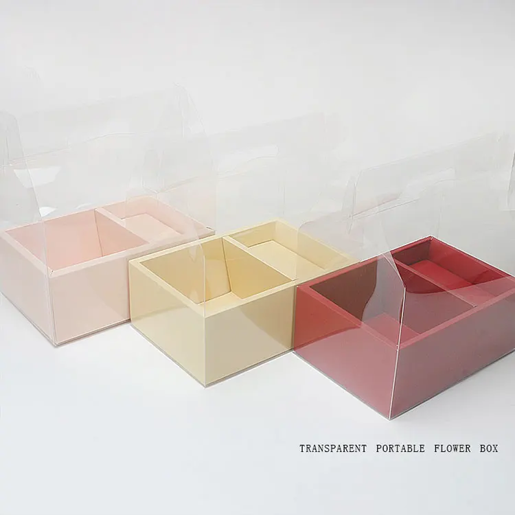 Transparent Plastic Preserved Bouquet Rose Packaging Gift Boxes Portable Clear PVC Flower Box