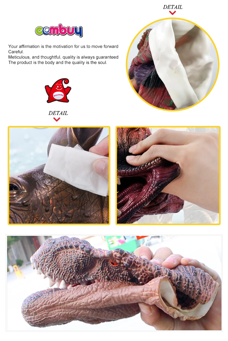 Play Cartoon Toys Rubber Animal Head Dinosaur Hand Puppet