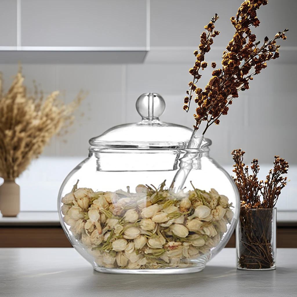 Condiment Pot Seasoning Glass Container Jar Salt Sugar Bowl Pepper Coffee Storage Organizer Spice Glass Food Hand Made Modern