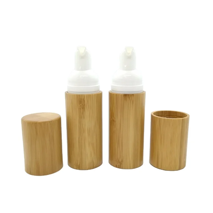 RTS 50ml 100ml  Shampoo Bottles Eco Friendly Bamboo Wrapped Foam Bottles Cosmetic Inner Plastic Bottle with Pump