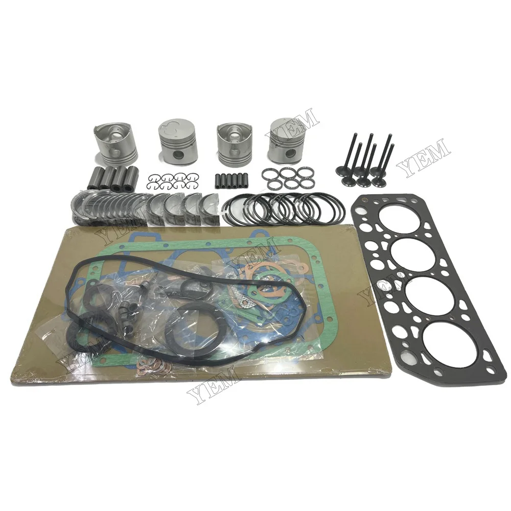 For Mitsubishi K4E Overhaul Rebuild Kit + Piston Kit + Ring + Full Complete Gasket Kit + Conrod Bearing + 8 Pcs Valves
